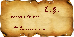 Baros Gábor névjegykártya